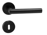 MP fittings Favorit R Black - Stainless Steel Door Handle on a Round Rose